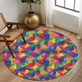 thumbnail image 2 of Round Rug 7Ft Washable Non-Slip, Colorful Geometric Circle Area Rugs for Living Room Bedroom, Modern Multicolor Abstract Motifs Indoor Floor Mats Carpet Runner for Home Decor Aesthetic, 2 of 8