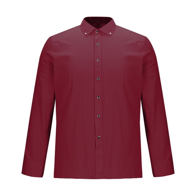 RXIRUCGD Chemise Homme Affaires Col Rabattu Bouton Perçage Manches Longues, Rouge, Taille : L