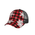 thumbnail image 6 of Lsque Snowflakes On A Buffalo Plaid Printed Trucker Hat - Baseball Cap for Men Women - Breathable Mesh Side, Adjustable Fit - for Casual Wear, 6 of 7