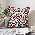thumbnail image 3 of Housses de Coussin Décoratives en Velours Lot de 2, Housse de Coussin Carrée Douce avec Fermeture Éclair Invisible Style Minimal Rouge Noir Imprimé, 16"x16 Pouces, 3 of 6