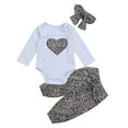 thumbnail image 1 of One opening 2020 Brand New Lovely Newborn Toddler Infant Baby Girl Romper +Long Floral Pants+Headband 3Pcs Outfit Leopard Heart Clothes Sets, 1 of 6