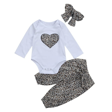 

Carolilly Baby Girl’s Clothes Sweet Heart Short Sleeve Jumpsuit and Long Pants with Headband
