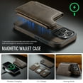 thumbnail image 5 of For iPhone 16 Pro Max PU Leather Wallet Phone Case,Compatible with Mag-Safe,Magnetic Detachable Card Holder,Back Flip Kickstand,2-in-1 Heavy Duty Shockproof RFID Blocking Phone Case,Coffee, 5 of 10