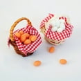 thumbnail image 2 of Kripyery Miniature Egg Basket Red Plaid Cloth 12 Eggs Resin Kids Gifts Toys Dollhouse Scene Ornament Mini Egg Duck Egg Woven Basket Dollhouse Accessories, 2 of 8