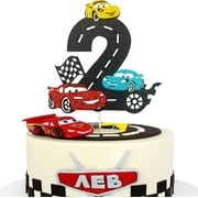 Hgudesign Two Fast Cake Tor Race Car Birthday Cake Tor Decoration for Racing Car Checkered Flag Themed Girl Boy 3 Years Birthday Party Decoration