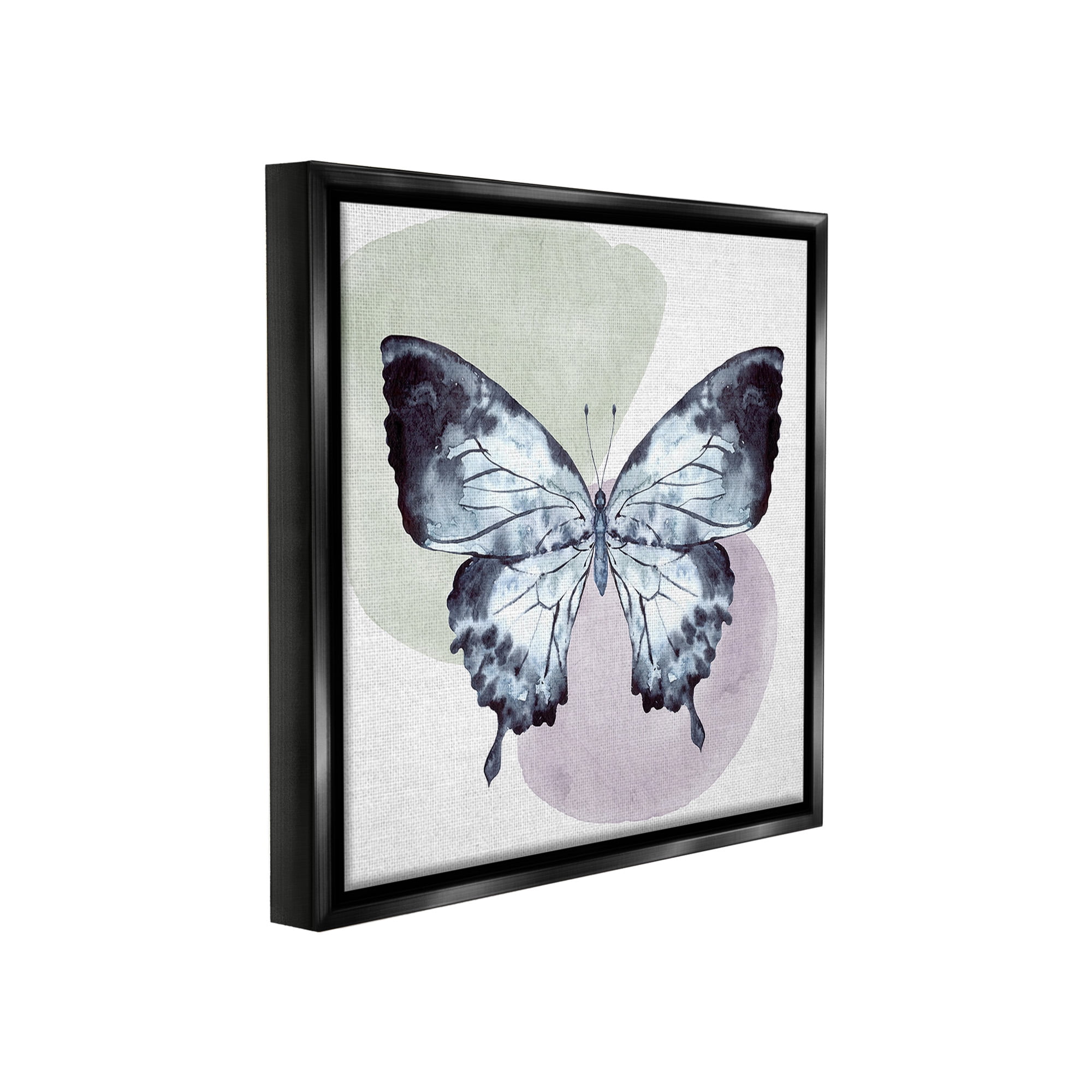 Stupell Industries Butterfly with Subtle Shapes Animals & Insects Painting Black Floater Framed Canvas Art Print Wall Art, 18 x 18