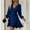 Blue, variant on MORTTIC Women's Elegant V-Neck Leopard Print Dress - Long Sleeve Belted Fit & Flare Dress for Spring/Summer