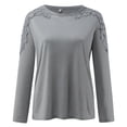 thumbnail image 4 of gakvbuo Plus Size Pullover Sweaters For Women Long Sleeve Sweatshirts Fall Tunic Tops Women Casual Solid Round Neck Lace Hollow Out Long Sleeve Pullover Slimming Blouse T-shirt Tops, 4 of 6