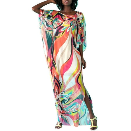 Bsubseach Women s Swimwear Kaftans Swimsuit Cover up Caftan Beach Long Dress - one size fits most