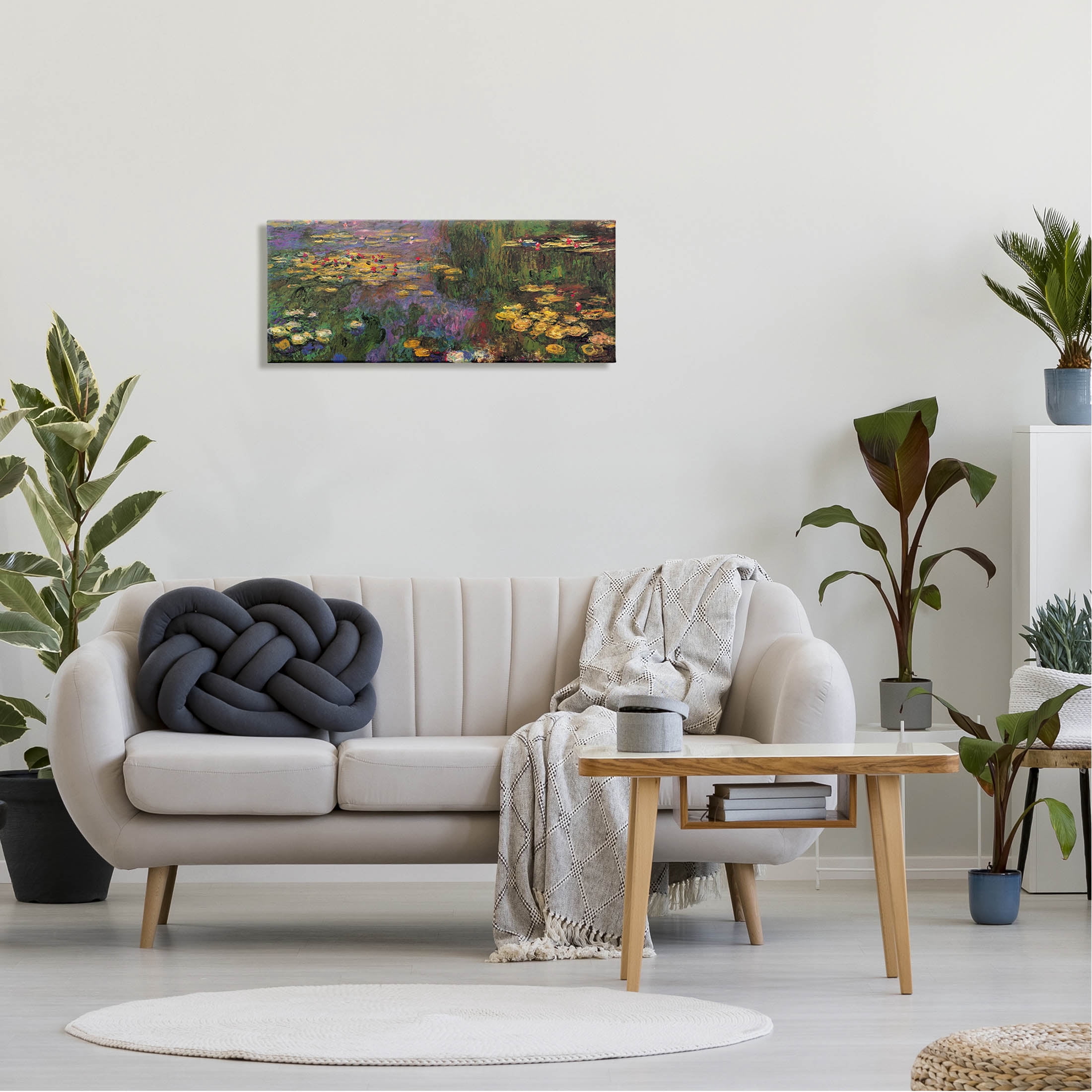 Pond Lily Nature View Landscape Painting Gallery Wrapped Canvas Print Wall Art