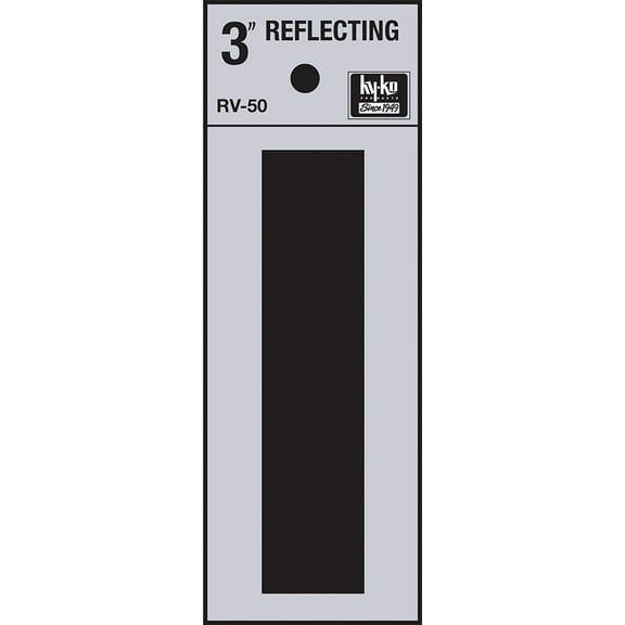 Hy-Ko RV-50/I Vinyl Self-Stick Reflective with Letter I I, 3", Black