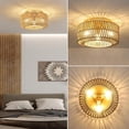 thumbnail image 4 of LiviNest Boho Ceiling Light Fixture: Hand-Woven Rattan Flush Mount with 360° Light Shadow - 3-Light Farmhouse Chandelier for Bohemian Style Living Room & Bedroom, 4 of 6