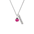 thumbnail image 2 of Delight Jewelry Silvertone Mini Hot Pink Ladybug Silvertone Always My Mother Bar Charm Necklace, 23", 2 of 4