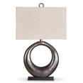 thumbnail image 2 of Signature Design by Ashley Saria Metal Table Lamp, Antique Silver Finish, Modern Sculptural Lamp with Open Ring Base and Rectangular Shade, 2 of 5