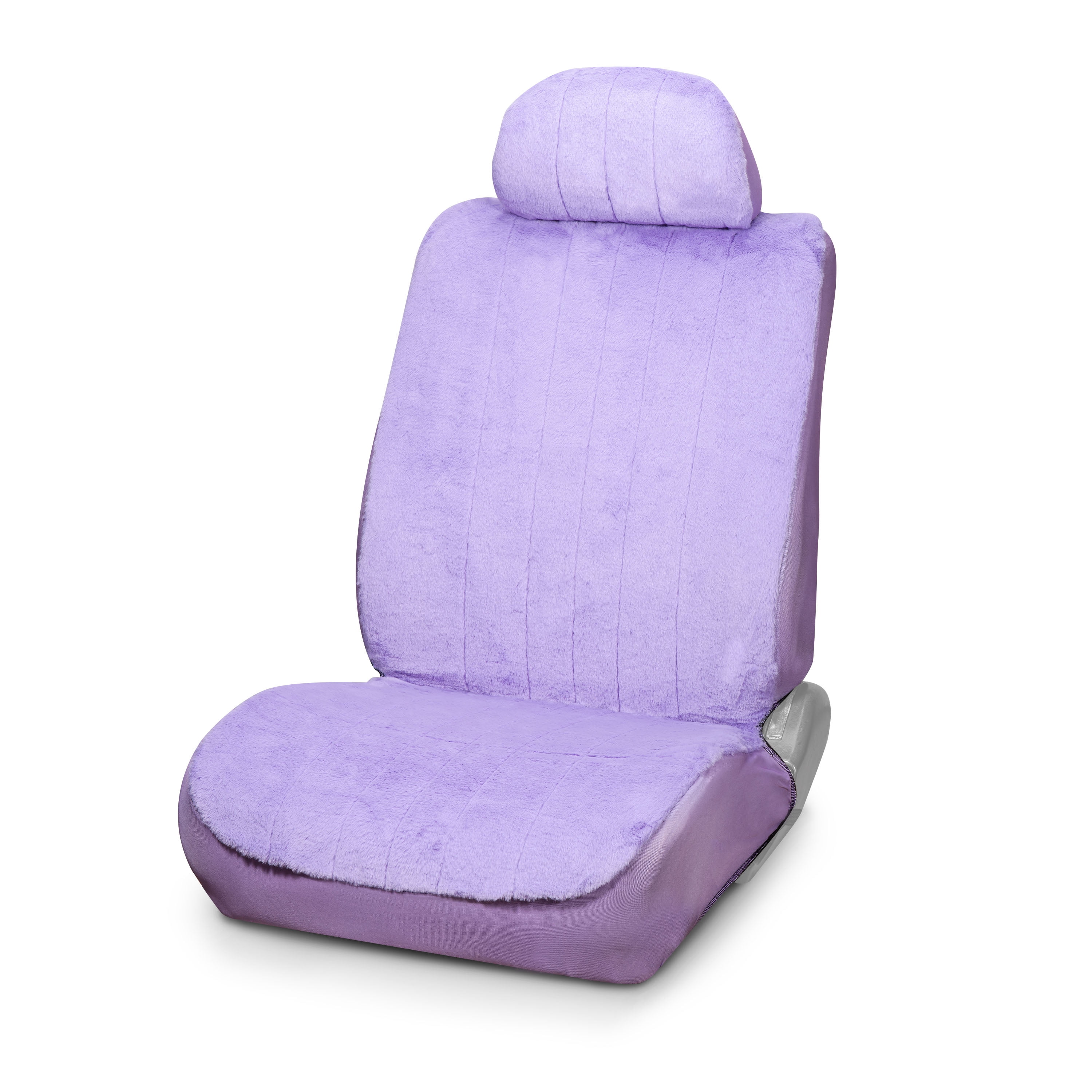 Auto Drive 2 Piece Purple Fur Seat Cover, Universal Fit