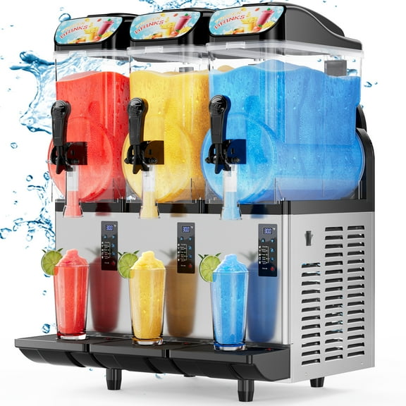Joreek Commercial Slushy Machine 15Lx3 Triple Tank Margarita Machine, Stainless Steel Margarita Smoothie Slushie Frozen Drink Machine for Party Restaurants Cafe Bars