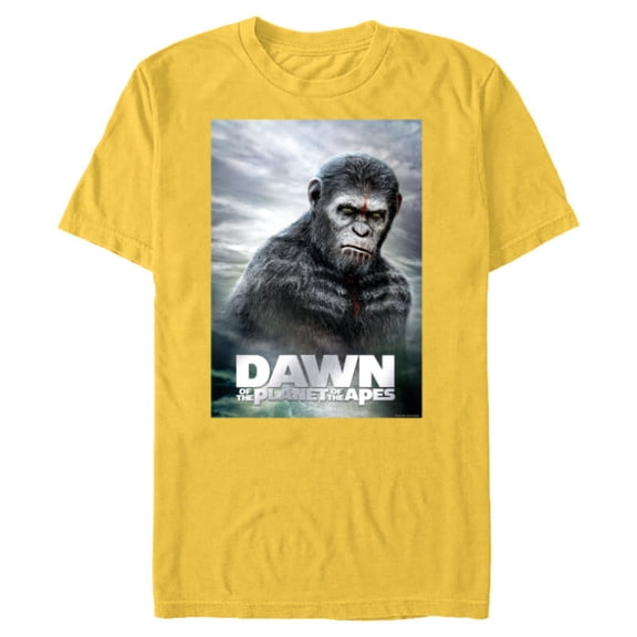 Dawn of the Planet of the Apes Caesar in Paint Movie Poster - Short Sleeve Blended T-Shirt for Adults - Customized-Yellow