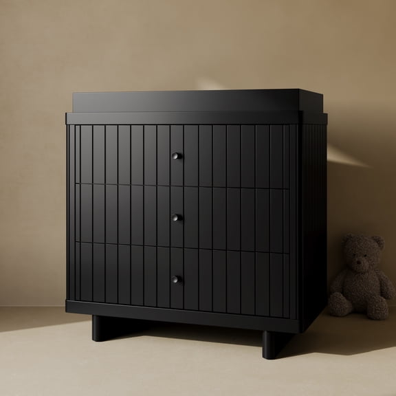 Storkcraft Kyoto 3 Drawer Chest with Infant Changing Topper, Black