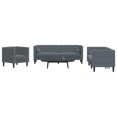 thumbnail image 1 of vidaXL 3 Piece Chesterfield Sofa Set with Bolsters Dark Grey Velvet, 1 of 5