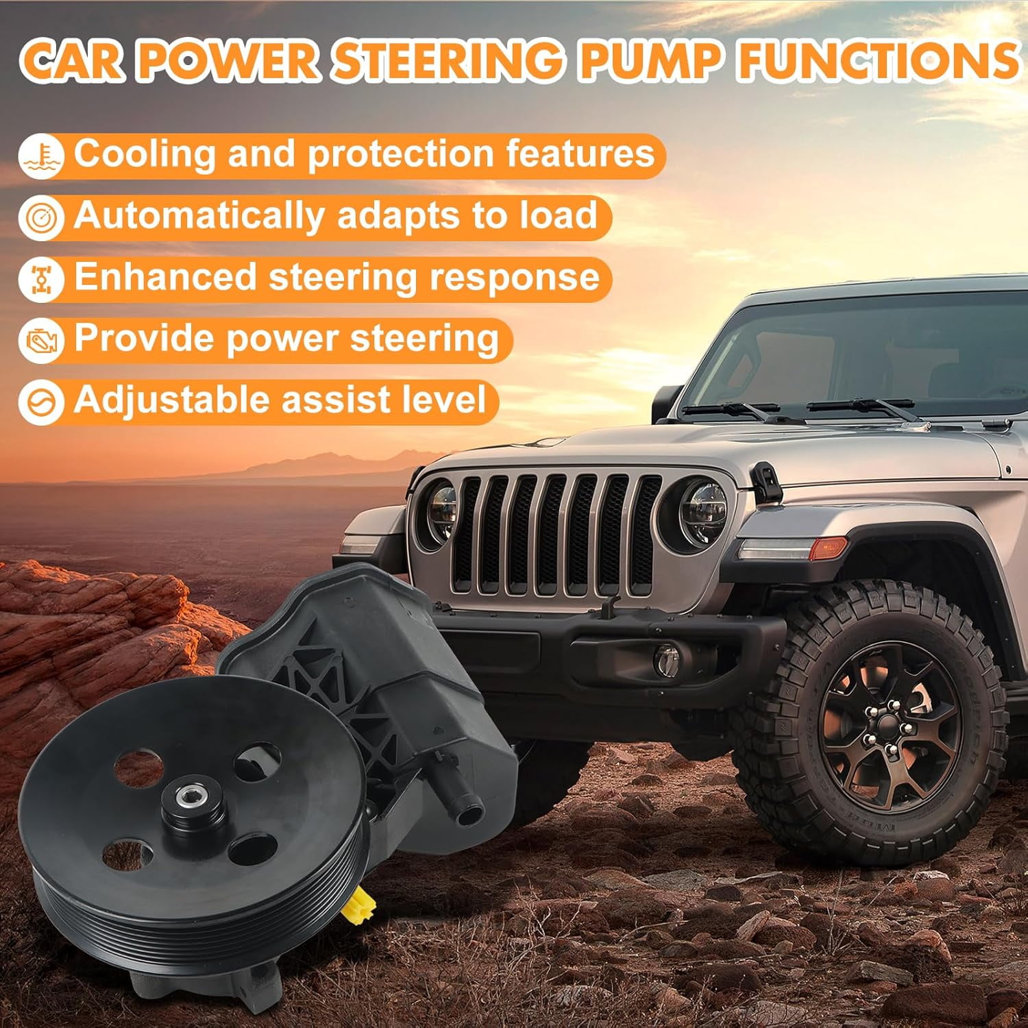 PANGOLIN Power Steering Pump with Pulley & Reservoir 20-70268 Compatible with 2003-2007 Ram 2500 Ram 3500 Power Assist Steering Pump Replacement Part OE 5073241AA, 52106842AE, 52106842AG