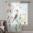 thumbnail image 4 of Peach Blossom Sheer Curtains 45 Inches Long, Nature Pink Blue Flower Spring Birds Light Filering Curtains, Breathable Simi Curtain Privacy Drapes for Kitchen Bathroom Small Window Treatment, 4 of 9