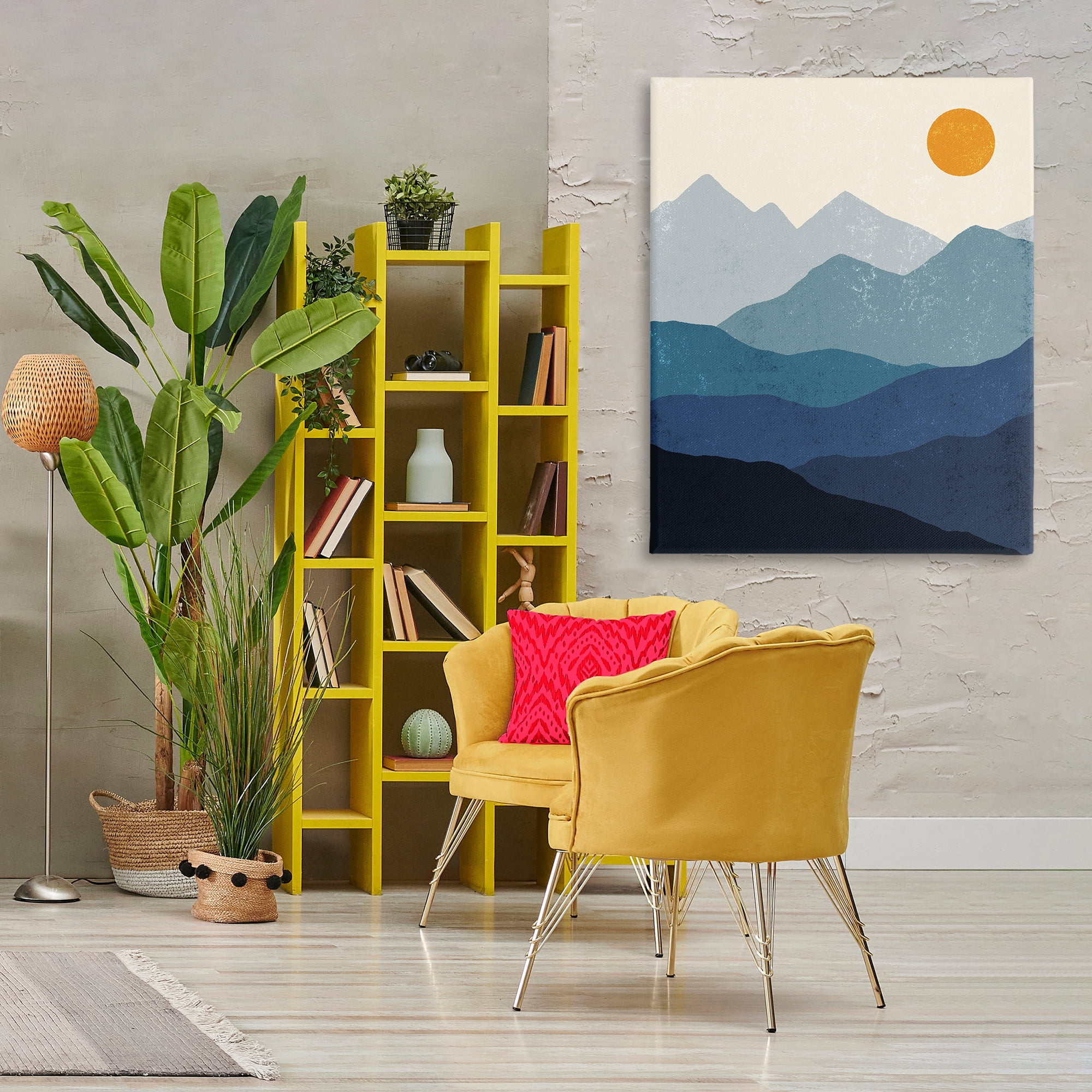 Stupell Industries The Dawn Over Mountains Abstract Painting Wrapped Canvas Art Print Wall Art, 36 x 48