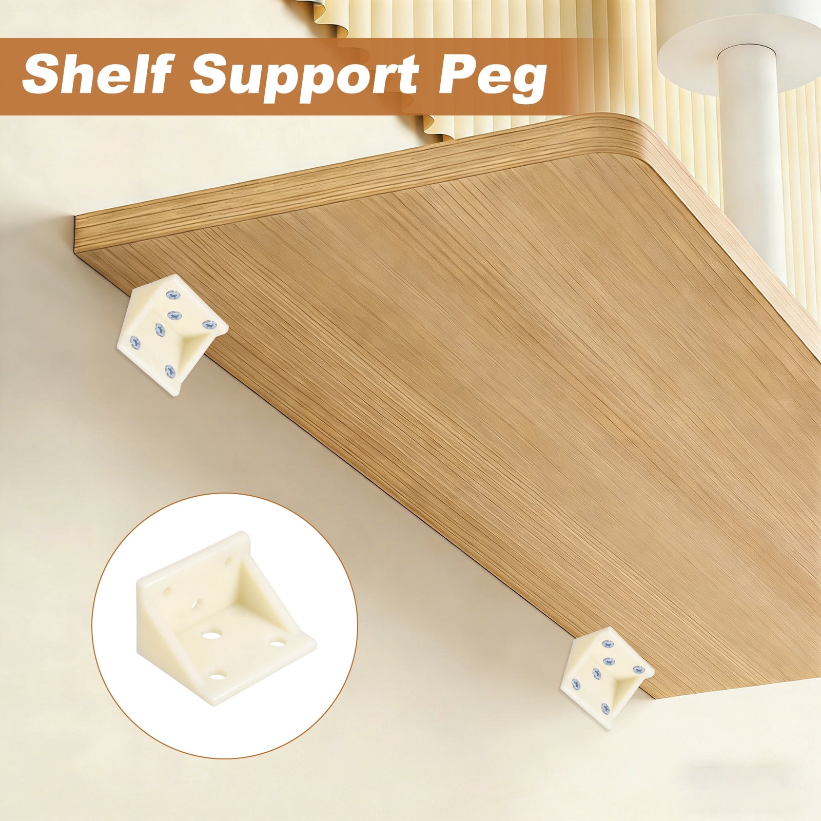 Uxcell 16 Pcs Plastic Shelf Support Peg, Right Angle Bracket, 2.13"x 1.69"x 1.3" L Shape Shelf Bracket with Screws for Wooden Frame Shelves Furniture
