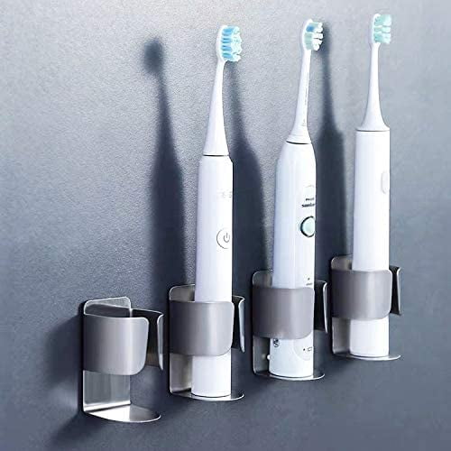 304 Stainless Steel Wall Mounted Self Adhesive Storage Organizer Stand Rack for Electric Toothbrush Electric Toothbrush Holder Facial Cleanser 4 Pack Toothpaste