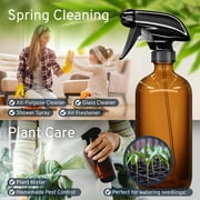 Liba 16 oz Amber Glass Refillable Empty Spray Bottles with Trigger Sprayer, 2 Pack