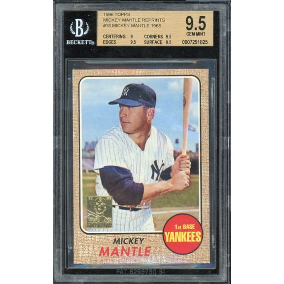Mickey Mantle Card 1996 Topps Reprints 1968 #18 BGS 9.5