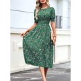 thumbnail image 2 of Gdvsclr Women'S Chiffon Floral Dresses Casual Summer Boho Flutter Sleeve Flowy Western Dress Green XXL, 2 of 8