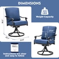 thumbnail image 4 of MELLCOM Patio Swivel Chair Set of 2, Heavy Duty Outdoor Dining Chairs with Thickened Cushions, Metal Patio Chairs Gentle Rocker for Outside, Garden Lawn & Porch, Backyard, Blue, 4 of 9