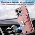 thumbnail image 2 of Dteck Wallet Case Compatible with iPhone 15 Plus,Case with Card Holder Skin-Friendly PU Leather Cover with Rotating Ring Kickstand Protective Bumper for iPhone 15 Plus,Pink, 2 of 10