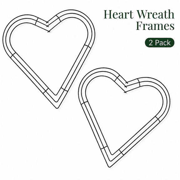 TAVENE 2 Pack 14 Inch Black Heart Metal Wreath Frame, Heart Wire Wreath Frames for DIY Spring, Wedding or Garden Wreath