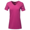 thumbnail image 1 of A2Y Women's Basic Solid Premium Cotton Short Sleeve V-neck T Shirt Tee Tops Magenta XL, 1 of 6