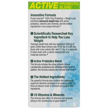 Purely Inspired, Probiotics + Weight Loss Tablets, Probiotic & Prebiotic Formula with Green Tea & Garcinia Extract, 84 Pills