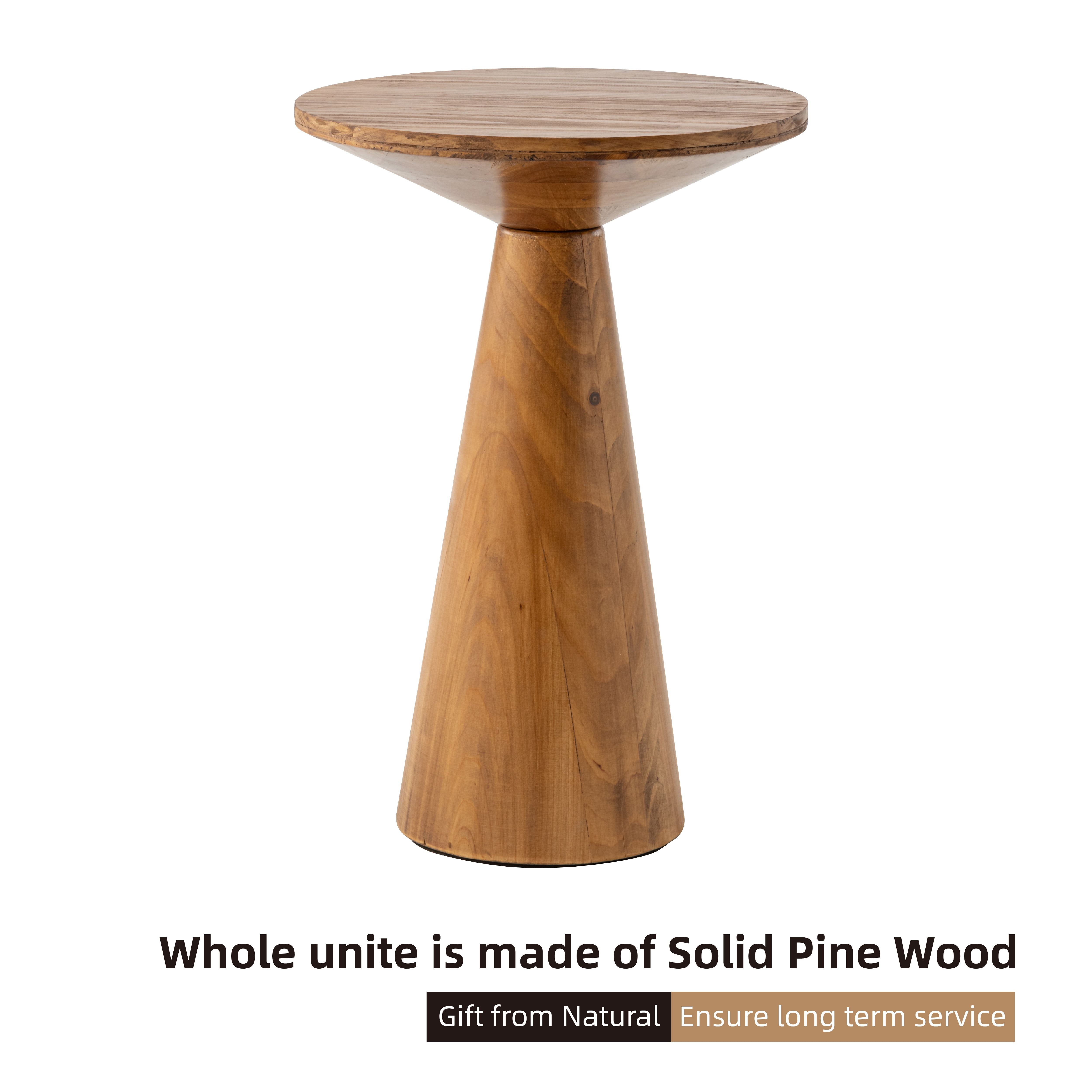 COZAYH Farmhouse Pedestal End Table Round Martini Table Wood Plant Stand Rustic Small Drink Table for Living Room, Bedroom, Walnut