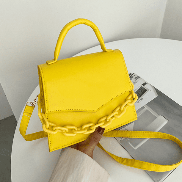 KUIZAP Women Bag New Chain Small Female Bag New Fashion Crossbody Shoulder Messenger Bag Handbag Purse Pure Candy Color Hand Bag White