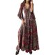 thumbnail image 1 of Gibobby Vestido largo de playa de verano para mujer Vestido largo bohemio de manga acampanada floral con cuello en V y cintura alta para vacaciones(Rojo,G), 1 of 5