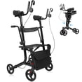 thumbnail image 3 of All Terrain Upright Walker with Flat-Free Solid Rubber Tires,Outdoor Stand Up Walker for Seniors,Tall Standing Rollator with Seat,450 lb Capacity,22 lbs Lightweight,Foldable Footrest(Blue), 3 of 9