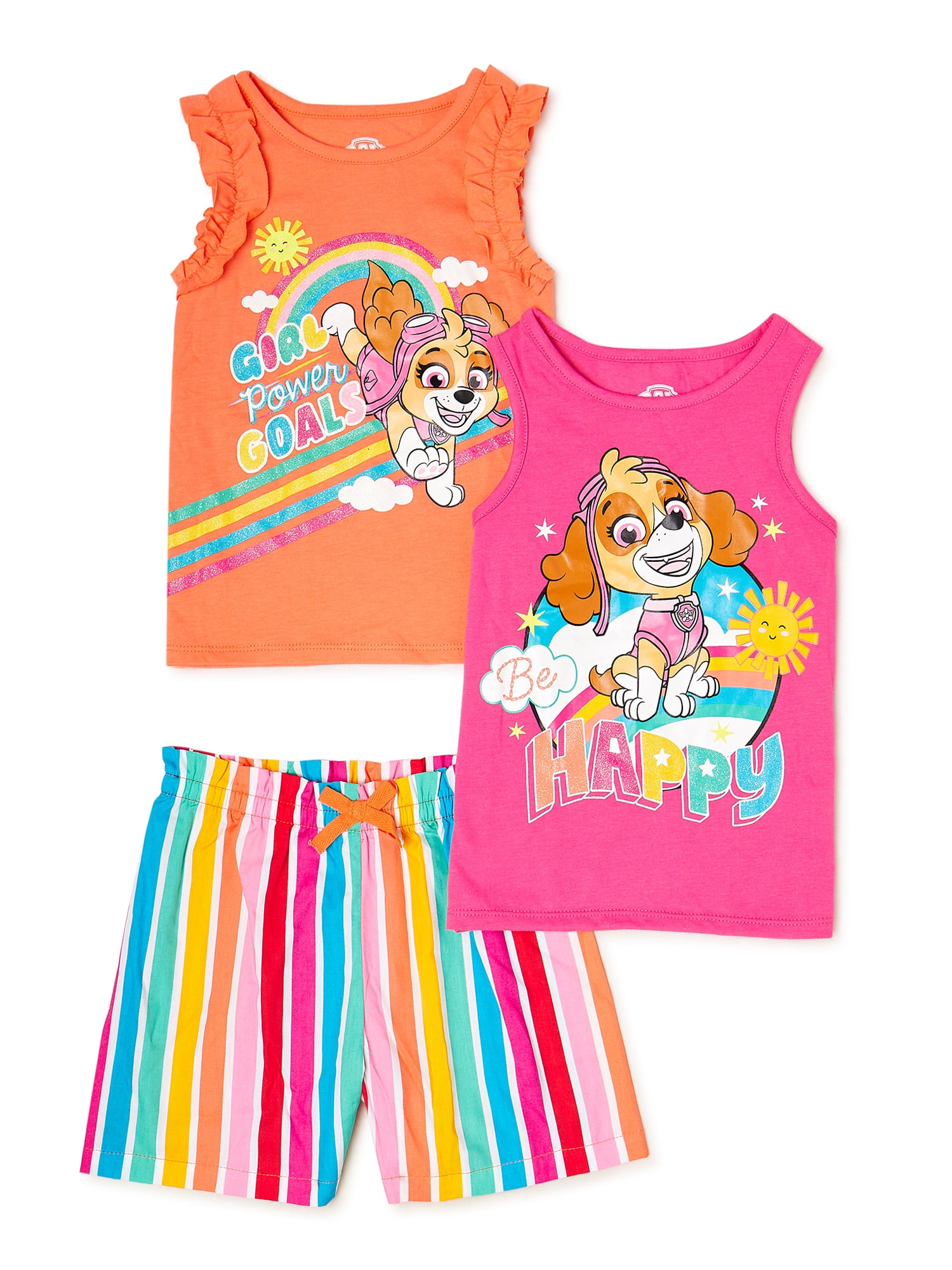 Paw Patrol Little Girls Toddler 3 Piece Shorts Set