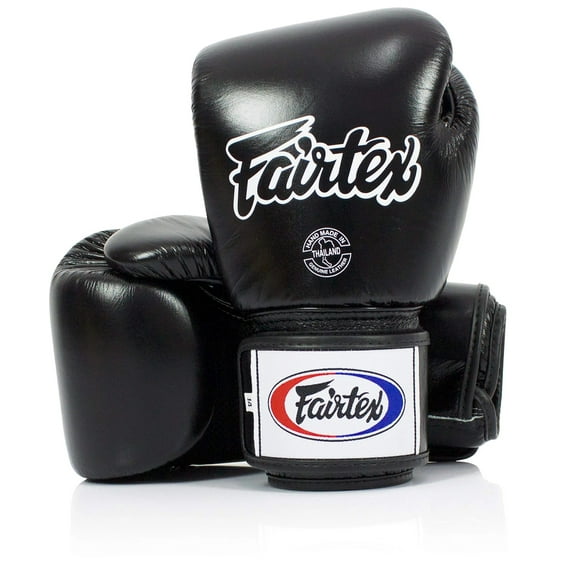 Fairtex BGV1-BR Muay Thai Boxing Gloves Breathable for Combat Sports, Black, 16 Oz