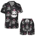 thumbnail image 4 of Kuromi And My Melody Women Pajamas Set Short Sleeve Sleepwear Button Down Nightwear Soft Pjs Set with Pockets, 4 of 7