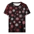 thumbnail image 5 of CLOISE Womens Short Sleeve Shirts Plus Size Christmas Snowflake Crew Neck Pullover Short Sleeve Tee Tops Slim Festive Holiday Photos Clothing L, 5 of 6