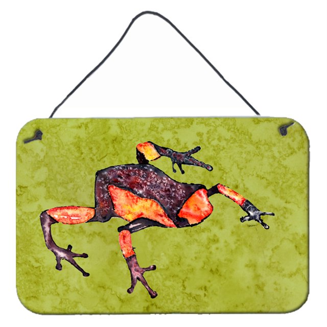 "Caroline's Treasures 8689DS812 Frog Láminas para colgar en la pared o puerta de metal de aluminio para interiores, 8 x 12", multicolor Caroline's Treasures 8689DS812