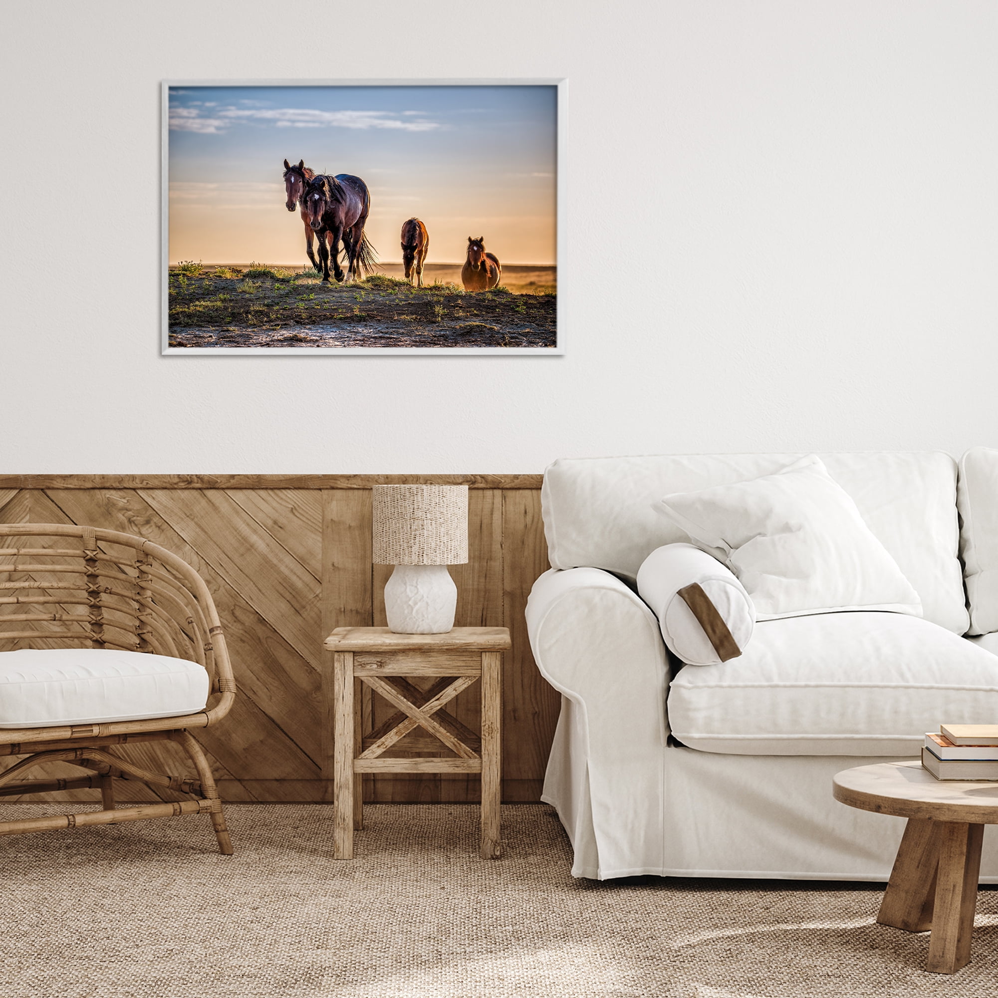 Stupell Industries Horses Coming Home White Framed Giclee Art, design by Tim West