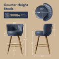thumbnail image 3 of HomeZeer 26" Counter Height Bar Stools, Furniture Round Low Back Pedestal Bar Stool, PU Leather Swivel Bar Chair for Kitchen,Blue (Set of 4), 3 of 8