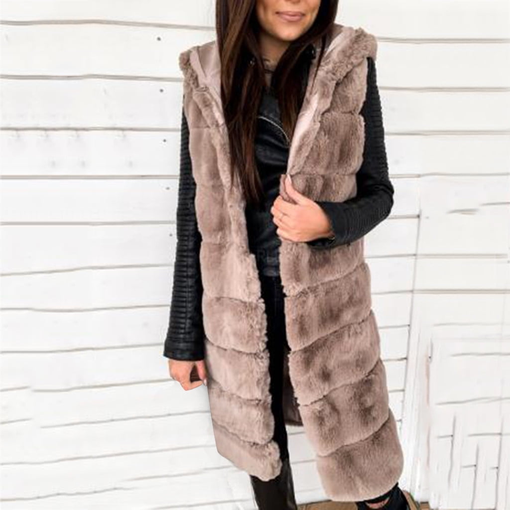 Womens Faux-Fur/' Gilet Vest Sleeveless Waistcoat Body Warmer Jacket Coat Outwear