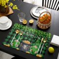thumbnail image 3 of St. Patrick's Day Placemats Set of 8, Spring Lucky Shamrocks Green Gnomes Plaid Placemats for Dining Table, Place Mats for Kitchen Tabletop, Waterproof Wipeable Dining Table Mats Set, 3 of 9
