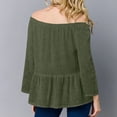 thumbnail image 4 of SBYOJLPB Women's Round Neck Top 3/4 Sleeved Solid Color and Linen Short Sleeved Top, 4 of 9